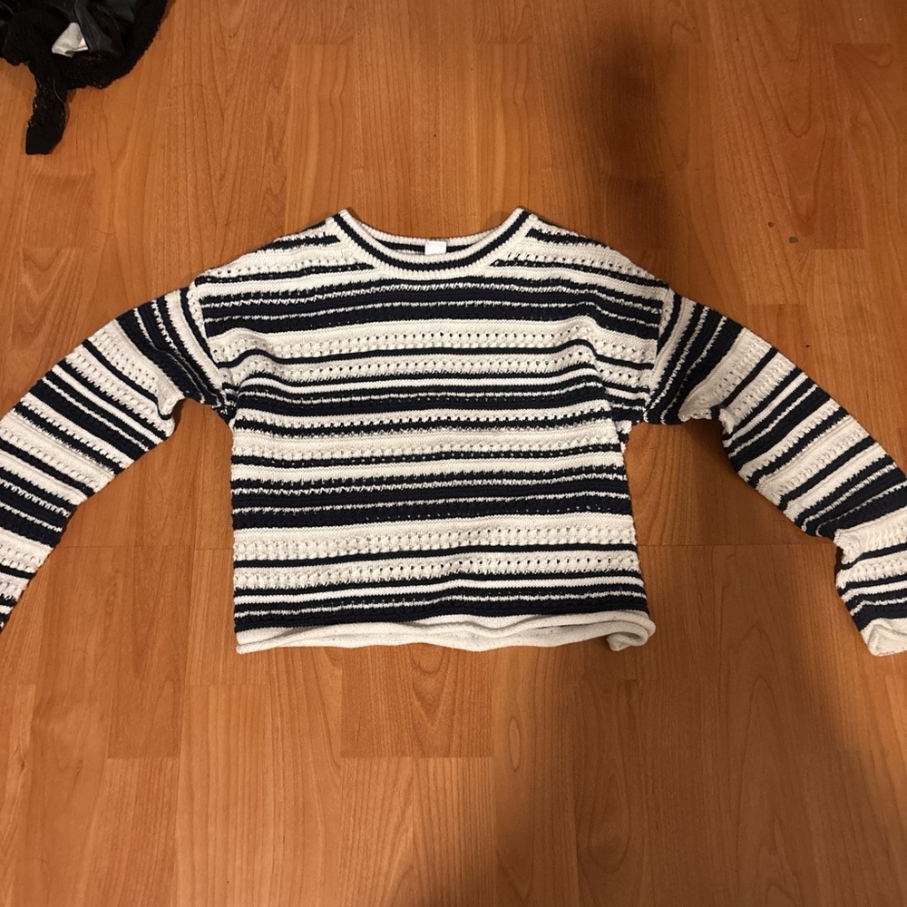 Old Navy Navy and White Striped Knit Top